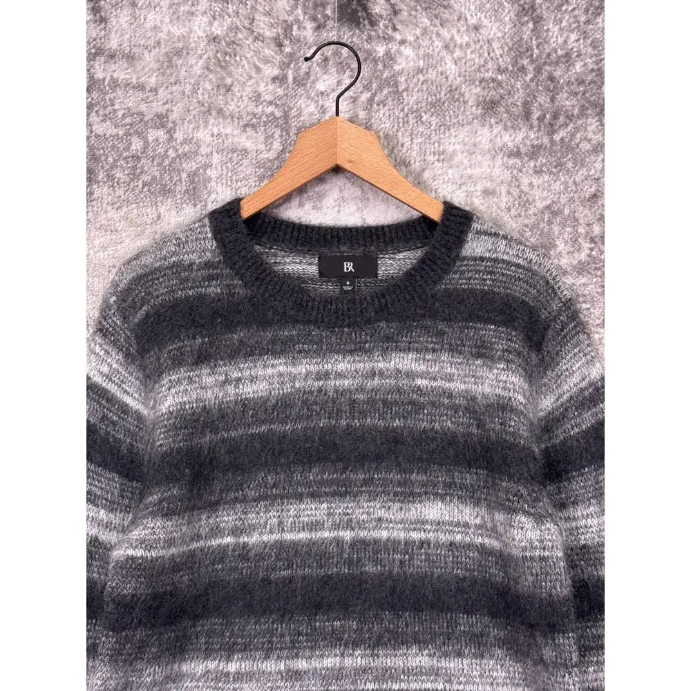 Banana Republic Sweater Small Mens Brushed Stripe Alpaca Wool Blend Pullover